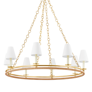 Swanton Chandelier 43" in aged brass — a Hudson Valley chandelier for dining rooms, entries, and living rooms at Laurie Yapp Home.