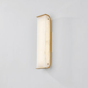 Hera Wall Sconce 4.25" x 18" shown from the front to reveal the arm curve and shade silhouette.