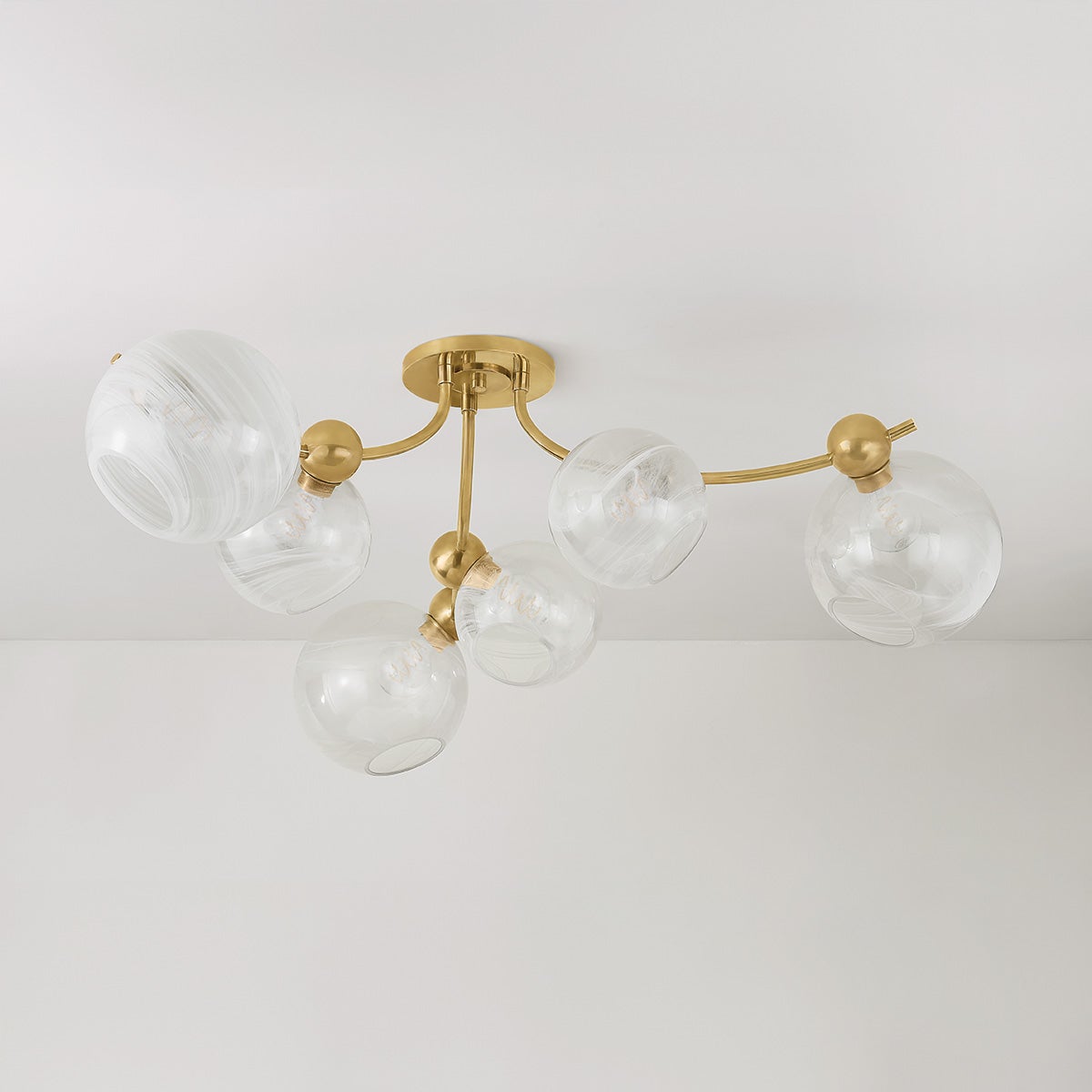 Astraia Semi Flush shown from a second angle to highlight the shade profile and mounting canopy.
