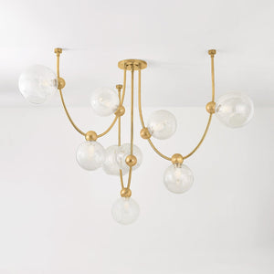 Close-up of the Astraia Chandelier showing the frame, arms, and shade detail.