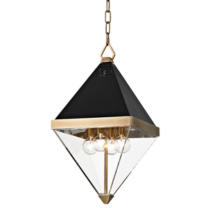 Coltrane Lantern 10" in aged brass — a Hudson Valley lantern for entries, foyers, and covered porches at Laurie Yapp Home.