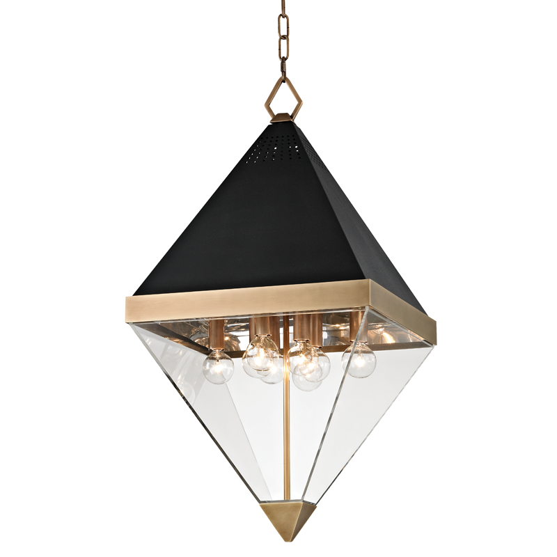 Coltrane Lantern 15" in aged brass — a Hudson Valley lantern for entries, foyers, and covered porches at Laurie Yapp Home.