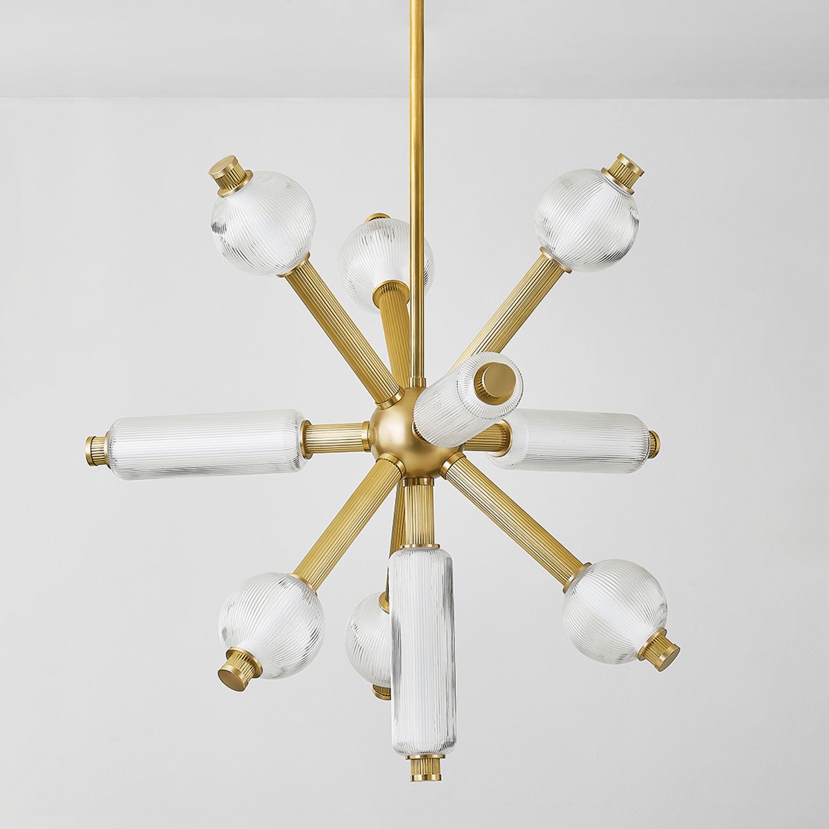 Atom Chandelier 36" shown from a second angle to highlight the frame, arms, and shade detail.
