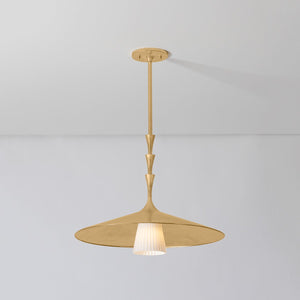 Vails Gate Pendant 23.75" shown from the front to reveal the shade shape and metal detail.