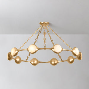 Riviere Chandelier 51.5" shown from a second angle to highlight the frame, arms, and shade detail.