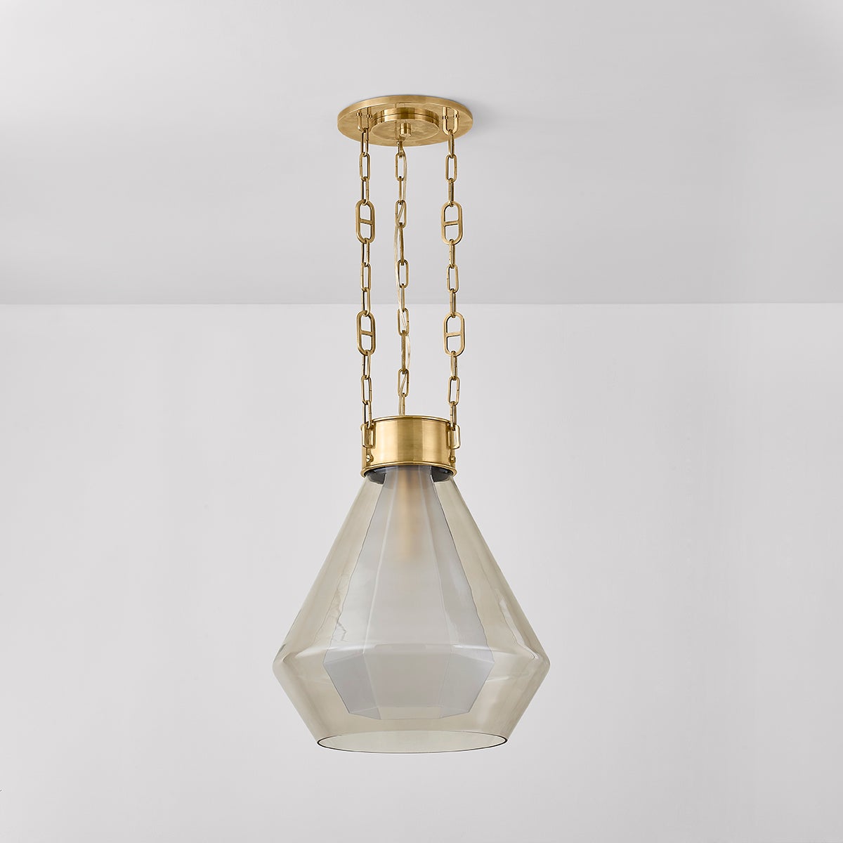 Tragus Pendant 19" shown from a second angle to highlight the shade shape and metal detail.