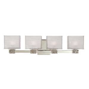 Hartsdale Bath And Vanity 26" in satin nickel shown from a second angle to highlight the arm spread and shade silhouette.