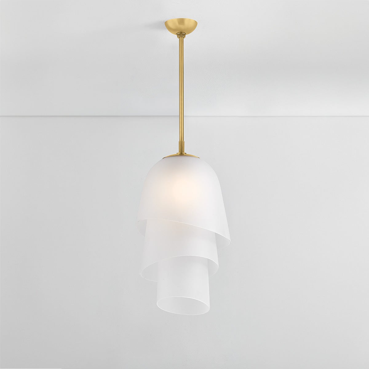 Hela Pendant 13.75" shown from the front to reveal the shade shape and metal detail.