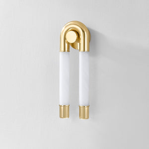 Zeme Wall Sconce shown from a second angle to highlight the arm curve and shade silhouette.