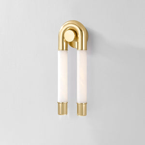 Zeme Wall Sconce shown from the front to reveal the arm curve and shade silhouette.