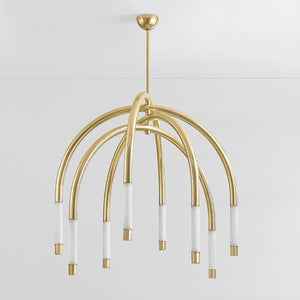 Zeme Chandelier 47.75" shown from a second angle to highlight the frame, arms, and shade detail.