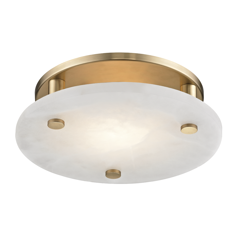 Croton Flush Mount 12.25" in aged brass — a Hudson Valley flush mount for hallways, bedrooms, and entryways at Laurie Yapp Home.