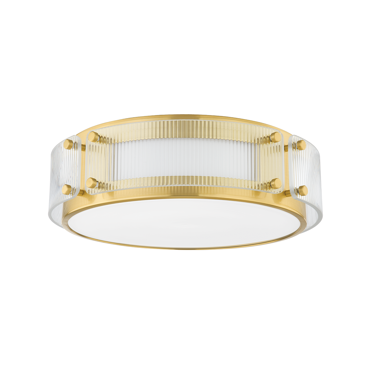 Clifford Flush Mount in aged brass — a Hudson Valley flush mount for hallways, bedrooms, and entryways at Laurie Yapp Home.