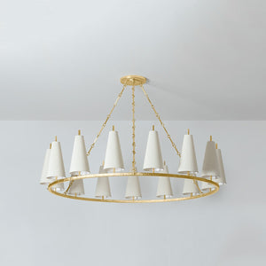 Tirana Chandelier 54.75" x 13.5" shown from a second angle to highlight the frame, arms, and shade detail.
