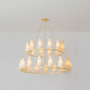 Close-up of the Tirana Chandelier 54.75" x 31" showing the frame, arms, and shade detail.
