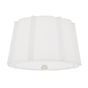 Humphrey Flush Mount in polished nickel shown from the front to reveal the shade profile and mounting canopy.