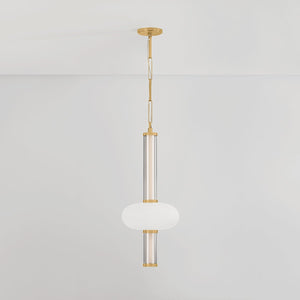 Corbin Pendant shown from the front to reveal the shade shape and metal detail.