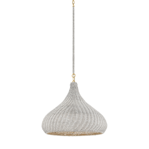 Hampstead Pendant 20" in aged brass — a Hudson Valley pendant for kitchens, entries, and dining rooms at Laurie Yapp Home.
