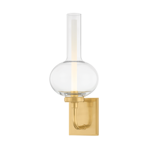 Rossman Wall Sconce in aged brass — a Hudson Valley wall sconce for bathrooms, hallways, and living rooms at Laurie Yapp Home.