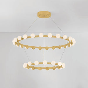 Linus Chandelier 45.25" x 12.5" shown from the front to reveal the frame, arms, and shade detail.