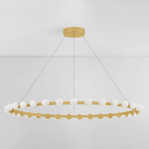 Linus Chandelier 61" x 3" shown from a second angle to highlight the frame, arms, and shade detail.