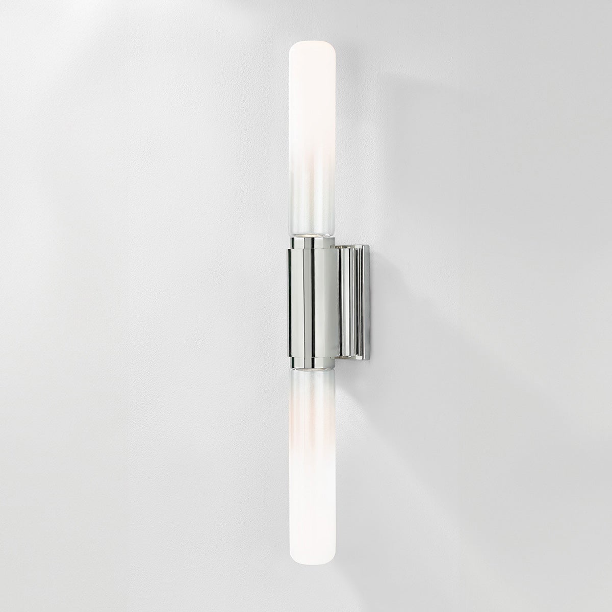 Close-up of the Colrain Wall Sconce 5.25" x 31.75" in polished nickel showing the arm curve and shade silhouette.