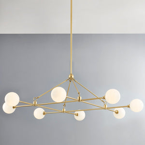Andrews Chandelier in aged brass shown from the front to reveal the frame, arms, and shade detail.