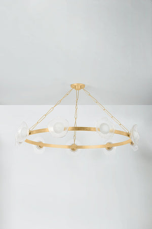Almandine Chandelier 60.75" x 10" shown from a second angle to highlight the frame, arms, and shade detail.
