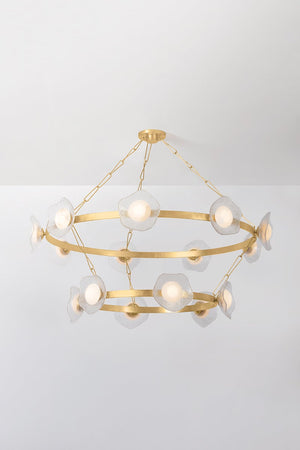 Almandine Chandelier 60.75" x 26" shown from the front to reveal the frame, arms, and shade detail.