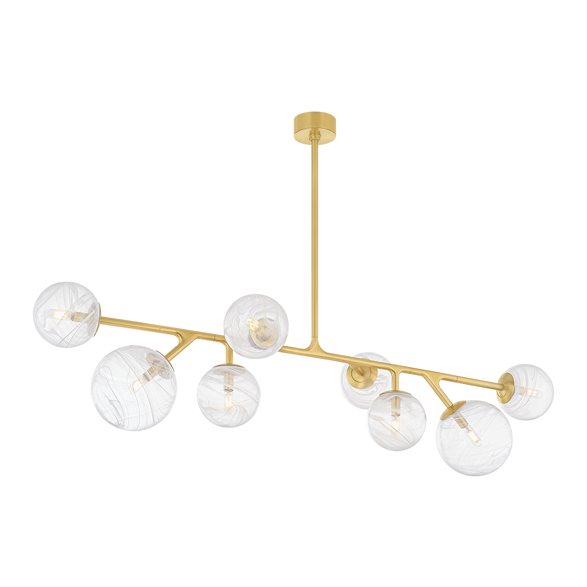 Glasgow Linear — a Corbett linear for dining rooms, kitchen islands, and long consoles at Laurie Yapp Home.