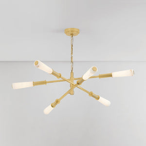 Dashiell Chandelier 48" shown from the front to reveal the frame, arms, and shade detail.