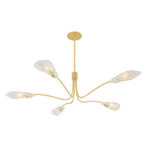 Tenafly Chandelier 56" in aged brass — a Hudson Valley chandelier for dining rooms, entries, and living rooms at Laurie Yapp Home.
