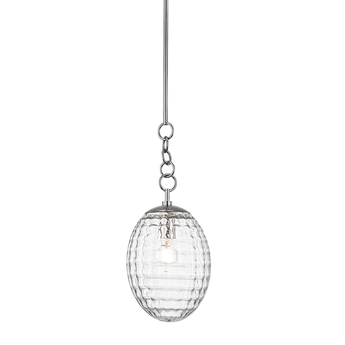 Venice Pendant 8.5" in polished nickel shown from a second angle to highlight the shade shape and metal detail.
