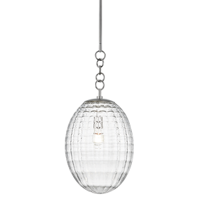 Venice Pendant 12" in polished nickel shown from a second angle to highlight the shade shape and metal detail.