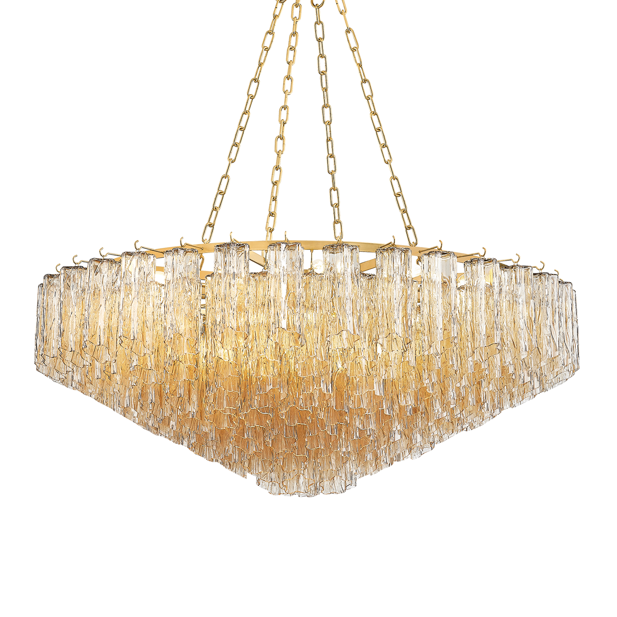Watertown Chandelier 46" in aged brass — a Hudson Valley chandelier for dining rooms, entries, and living rooms at Laurie Yapp Home.