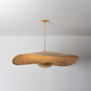 Shiloh Pendant 51.75" shown from the front to reveal the shade shape and metal detail.