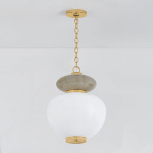 Syros Pendant 13.75" shown from the front to reveal the shade shape and metal detail.