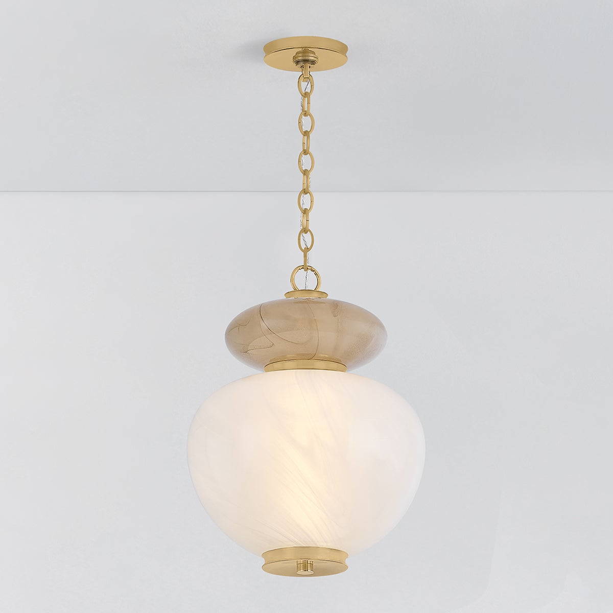 Close-up of the Syros Pendant 13.75" showing the shade shape and metal detail.