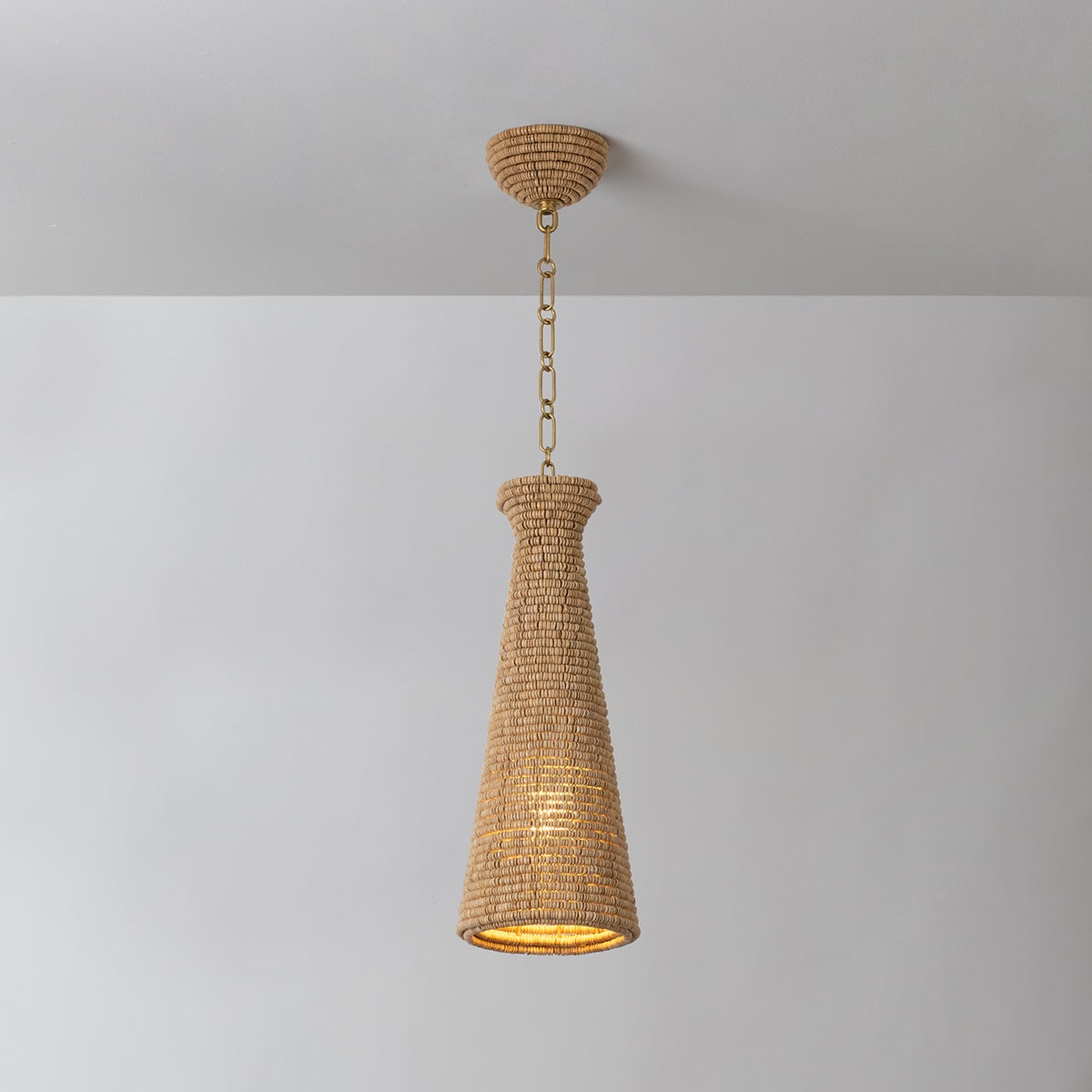 Tallman Pendant 8" shown from the front to reveal the shade shape and metal detail.