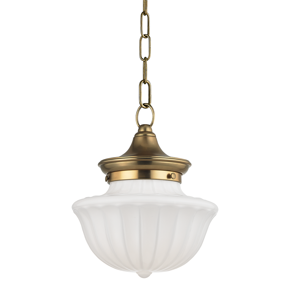 Dutchess Pendant 9" in aged brass — a Hudson Valley pendant for kitchens, entries, and dining rooms at Laurie Yapp Home.