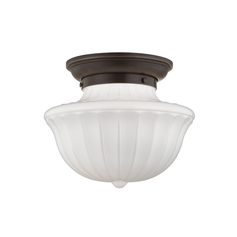 Dutchess Flush Mount 12" in aged brass — a Hudson Valley flush mount for hallways, bedrooms, and entryways at Laurie Yapp Home.