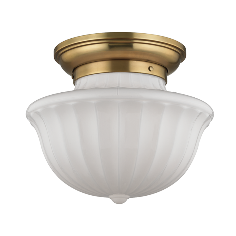 Dutchess Flush Mount 15" in aged brass — a Hudson Valley flush mount for hallways, bedrooms, and entryways at Laurie Yapp Home.