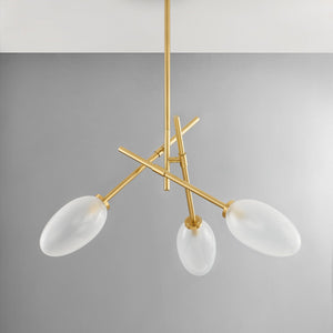 Alberton Chandelier 31.25" in aged brass shown from a second angle to highlight the frame, arms, and shade detail.