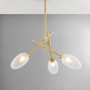 Alberton Chandelier 31.25" in aged brass shown from the front to reveal the frame, arms, and shade detail.