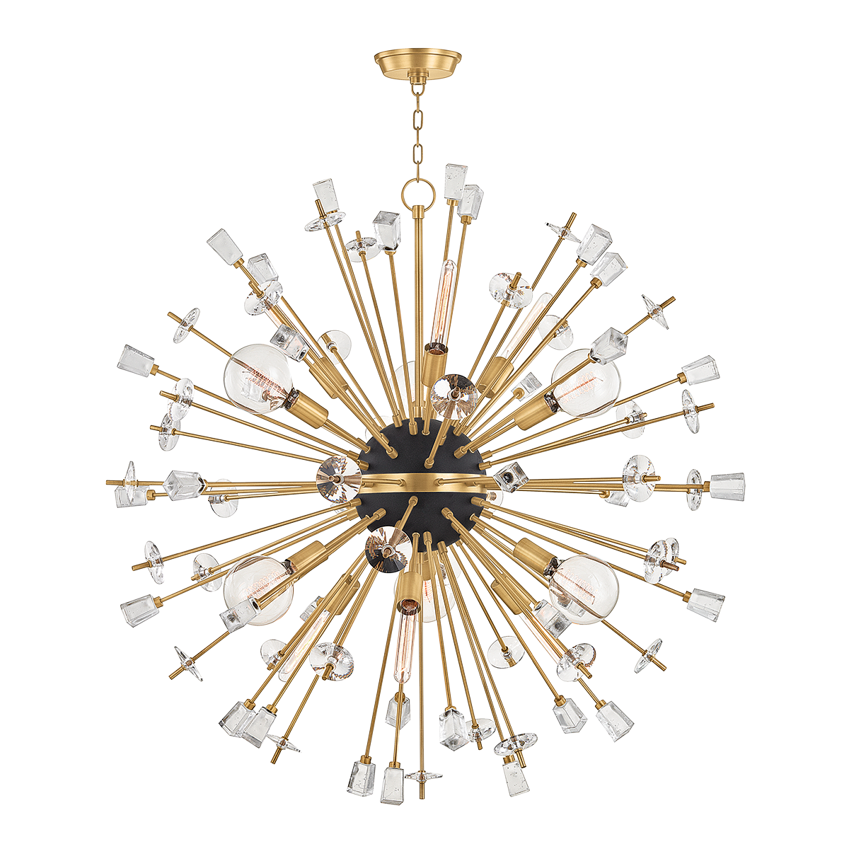 Liberty Chandelier 46" in aged brass — a Hudson Valley chandelier for dining rooms, entries, and living rooms at Laurie Yapp Home.