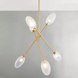 Close-up of the Alberton Chandelier 52.5" in aged brass showing the frame, arms, and shade detail.