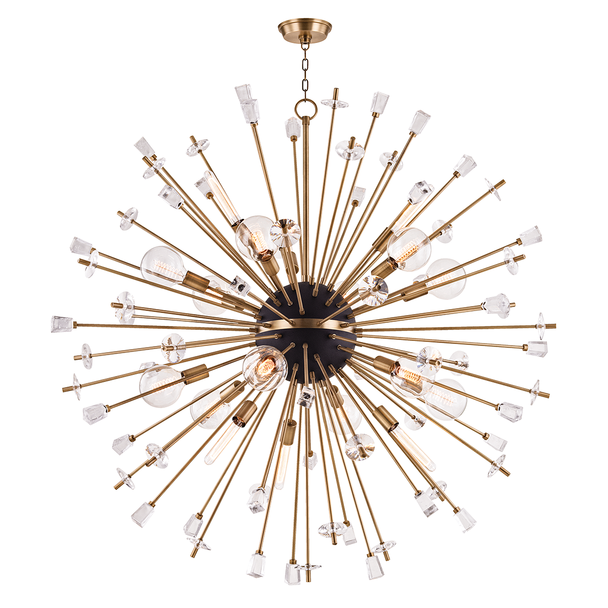 Liberty Chandelier 60" in aged brass — a Hudson Valley chandelier for dining rooms, entries, and living rooms at Laurie Yapp Home.