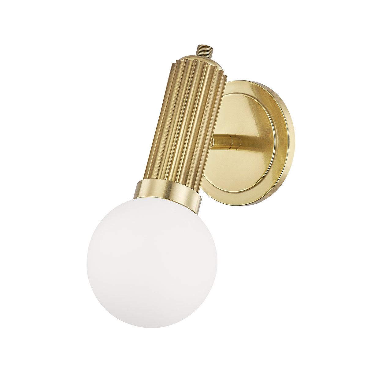 Reade Wall Sconce in Aged Brass — a Hudson Valley wall sconce for bathrooms, hallways, and living rooms at Laurie Yapp Home.