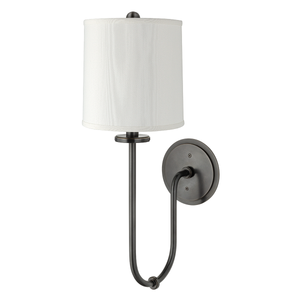 Jericho Wall Sconce in Aged Brass shown from the front to reveal the arm curve and shade silhouette.