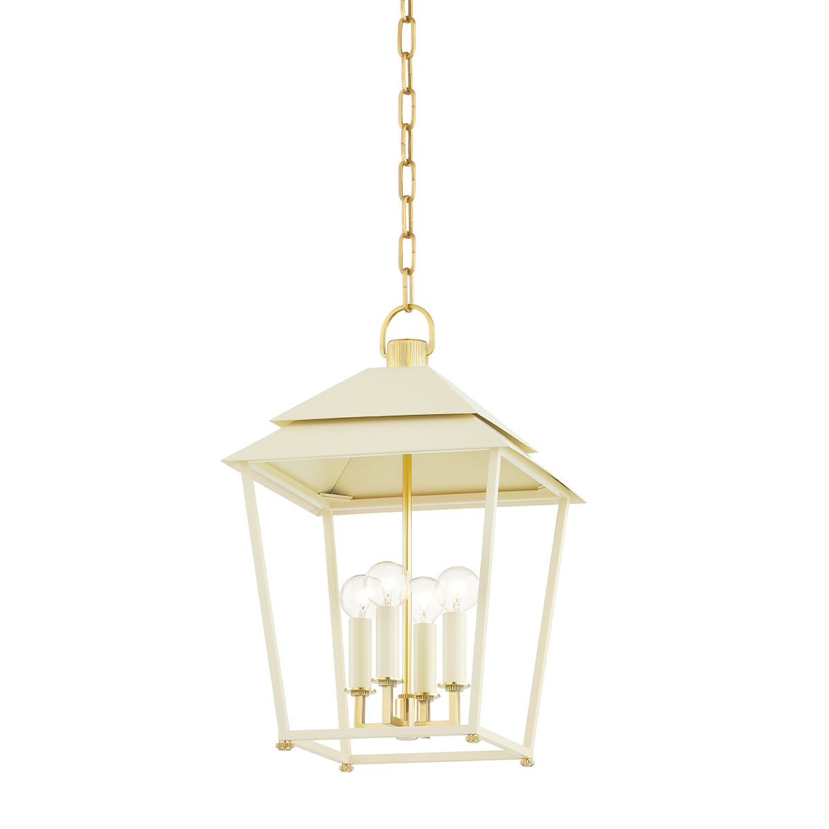 Natick Lantern 0" in aged brass shown from a second angle to highlight the frame and glass panel detail.